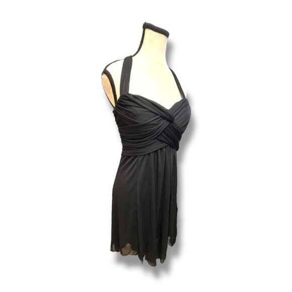Women’s 4 B Darlin Black Chiffon Y2K Sleeveless Halter Dress - Picture 6 of 7